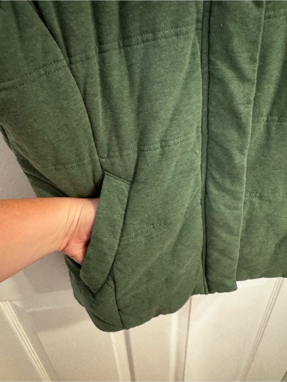 The North Face Women's Hooded Puffer Vest in Heather Green - Picture 6 of 7
